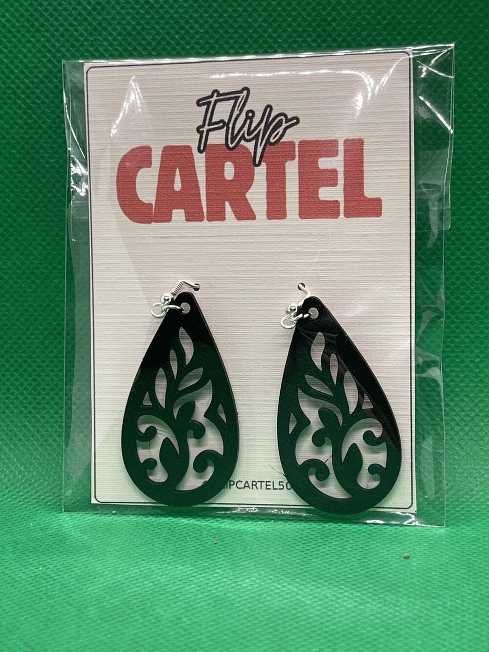 Teardrop 3 Floral Filigree Dangle/Drop Hook Earrings No Stone